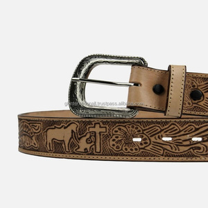 Ceinture d'outillage à la main en cuir occidental pleine fleur de couche supérieure pour ensemble de boucles modifiables en laiton antique classique de designer unisexe - Product Image 6