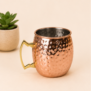 Mug à Moscow Mule en cuivre martelé vintage fait main avec poignée en laiton, mug à bière en cuivre massif pour cocktails, articles de bar haut de gamme - Product Image 5