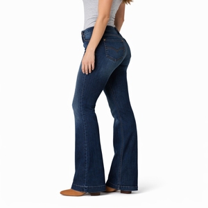 กางเกงยีนส์เดนิมทรงขาบานสำหรับผู้หญิง เอวกลาง สไตล์วินเทจ ทรงปกติ ใส่สบาย บริการ OEM แบบกำหนดเอง เหมาะสำหรับใส่ลำลองในชีวิตประจำวัน - Product Image 4