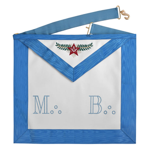 Delantal Masónico de la Logia Azul para Maestro Masón - Bordado a máquina con la cinta azul, se acepta OEM - Product Image 1