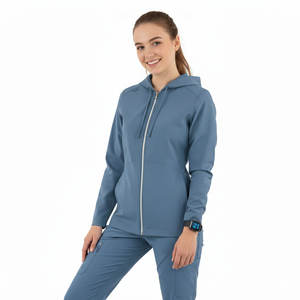 Blouse médicale à manches longues pour femme, veste zippée intégrale, uniforme d'infirmière, manteau de travail pour dentiste, hôpital, médecin, blouses souples - Product Image 1