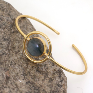 Shahnaz <b>Gems</b> Jewels Natural Labradorite Gemstone 18K Gold Filled Bangle | Adjustable Open Cuff <b>Bracelet</b>-Party Jewelry for Women - Product Image 4