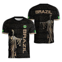 Maillot de football personnalisé imprimé drapeau brésilien 2026, 100 % polyester respirant, UPF 50, séchage rapide, manches courtes, ajustable