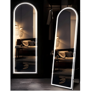 Espejo LED de cuerpo entero negro de 63x20 pulgadas, de pie y montable en pared, con soporte para colgar o apoyar - Product Image 1