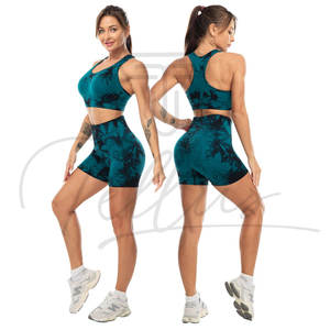 Ensemble de yoga 4 pièces pour femmes, personnalisable avec logo, haut sans manches, leggings push-up, vêtements de sport, tenue de fitness - Product Image 6