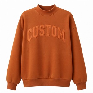 Sweat-shirt à col montant et épaules tombantes, nouveau design, pour femmes, lettres brodées personnalisées, mélange polyester-coton, à porter toute l'année - Product Image 5