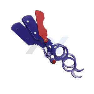 Rasoir à lame droite simple pour barbier, rasoir professionnel pour hommes, couteau à rasoir pour salon et usage domestique, bleu et rouge - Product Image 1