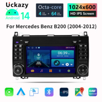 Autoradio multimédia Android 14 2 Din avec GPS intégré pour Mercedes-Benz Sprinter/B200/Vito/W639/Viano Classe B (W169/W245/W20)