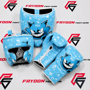 Conjunto de boxeo y sparring de cuero genuino de vaca marrón con diseño impreso completo y logotipo personalizado OEM, kit ajustable para entrenamiento. - Product Image 3