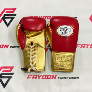 NO BOXING NO LIFE Blue Golden Lace Up Adjustable Hook & Loop Boxing <b>Gloves</b> Adult Fight Gear Real Cowhide Leather Unisex <b>Gloves</b> - Product Image 4