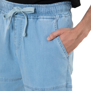Pantalones Jogger Cargo de Mezclilla Azul Claro para Hombre, Cintura Elástica con Cordón, Corte Regular, Múltiples Bolsillos, Deportivos, de Secado Rápido, Ligeros y Utilitarios - Product Image 6