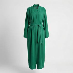 Conjunto de Dos Piezas de Abaya Moderna, Túnica Modesta, Burka, Color Personalizado, Vestido Musulmán Largo Abierto por Delante, Ropa Islámica de Poliéster V - Product Image 1