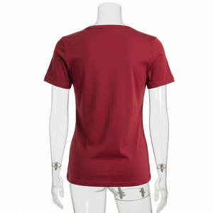 Camiseta Informal de Manga Corta con Botones para Mujer, Tejido de Algodón Suave, Corte Regular, Cuello Redondo, Ligera, para Gimnasio y Entrenamiento - Product Image 2