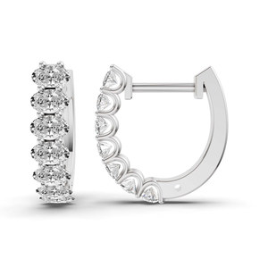Boucles d'oreilles créoles ovales en or jaune massif 14 carats avec diamant de laboratoire Altair, certifiées IGI, bijoux personnalisés pour femmes, design unique - Product Image 2