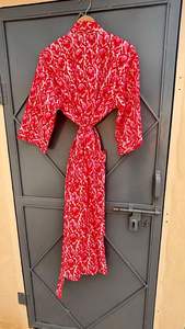 ชุดคลุมกิโมโนลายดอกไม้ผ้าฝ้าย, ชุดคลุมอาบน้ำลายบล็อกพิมพ์, ชุดคลุมชายหาด, ชุดคลุมเจ้าสาว, ชุดคลุมอาบน้ำผ้าฝ้ายสำหรับฤดูร้อน, ของขวัญ - Product Image 6