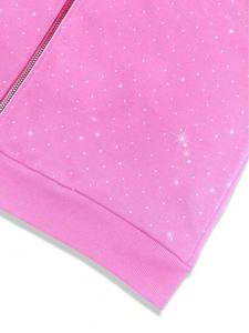 Sudadera con capucha rosa con pedrería y púas para hombre, con cremallera, de algodón grueso, estilo urbano, personalizable, de fábrica. - Product Image 5