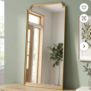 Elegant <b>Gold</b> Framed Wall <b>Mirror</b> with Arched Top for Modern Bedroom Living Room Hallway Vanity and Stylish Decorative Home Accent - Product Image 3