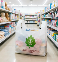 Sac à soufflets latéraux en plastique PE biodégradable et écologique, imprimé sur mesure, avec poignée longue, sérigraphie et gravure