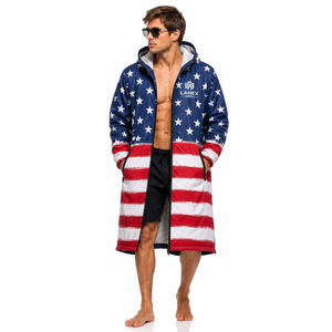Chaqueta de Invierno Personalizada con la Bandera de EE. UU., Impermeable, Cortavientos, Forrada de Forro Polar, con Capucha, Abrigo Largo para Natación, Surf y Deportes al Aire Libre - Product Image 2