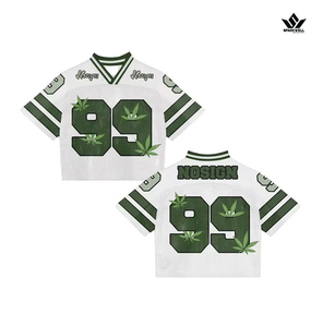 Camiseta de Fútbol Americano Verde Personalizada con Cuello en V, Manga Corta, Transpirable, de Secado Rápido, Malla Sublimada, 100% Poliéster, para Deportes de Equipo para Adultos - Product Image 3