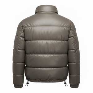 Veste en cuir isolée de qualité supérieure, à capuche, écologique, coupe-vent, avec logo sur le devant, pour un usage urbain décontracté en hiver - Product Image 4
