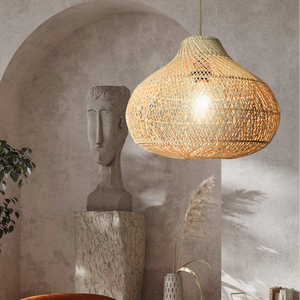 Natural Rattan <b>Ceiling</b> <b>Light</b> with Breathable Woven Pattern Lightweight Structure and Soft <b>Light</b> Diffusion for Indoor Use - Product Image 3