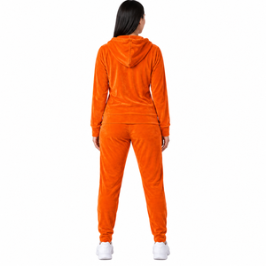 Conjunto de Terciopelo Retro para Mujer, Top con Capucha y Cordón Ajustable, Pantalones Acampanados, Estilo Deportivo y Urbano, Moda de Invierno, Secado Rápido - Product Image 2