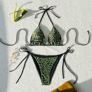 Conjunto de Bikini de Talla Grande con Estampado Floral para Mujer, Escote sin Espalda, Braguitas Hipster, Decoración de Cristales, Traje de Baño Elástico de Spandex y Poliéster - Product Image 5