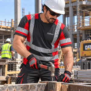 Men's <b>Hi</b> <b>Vis</b> Safety <b>T</b> <b>Shirt</b> Short Sleeve Reflective Workwear Construction Work <b>Shirt</b> High Visibility Safety - Product Image 4