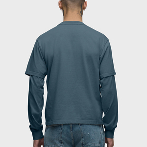 T-shirts de luxe à manches longues en coton épais 260 g/m², double couche, personnalisables avec logo imprimé sur le devant, pour hommes - Product Image 2