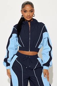 Conjunto Deportivo para Mujer con Bloques de Color, Chaqueta con Capucha y Pantalones, 100% Poliéster Tejido Transpirable, Ropa de Primavera - Product Image 3