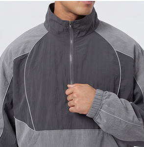 Ensemble short et veste coupe-vent demi-zippée pour homme, décontracté, 100 % nylon polyester, coupe ample, épaules tombantes, style streetwear d'été - Product Image 4