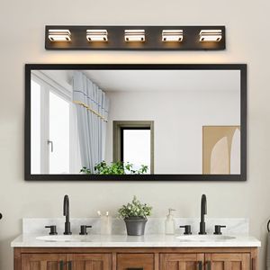 5 <b>Light</b> LED <b>Vanity</b> <b>Light</b> Sleek 34\" Modern Bathroom Wall Fixture Iron and Acrylic Dimmable Energy Efficient for <b>Mirror</b> - Product Image 1