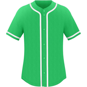 Blank Green Baseball Uniform Button <b>Down</b> Mesh Sport Shirt Wholesale for Team Branding and Custom Logos - Product Image 1