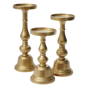 Hot Selling Brass Candle Stand Set Of 3 For Home Decoration Durable Metal Candle Holders Handmade Candle Taper On Sale - Product Image 1