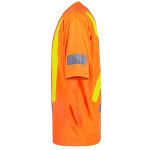 High Visibility <b>Orange</b> Reflective Safety Shirt Men Short Sleeve Workwear Quick Dry Polyester Casual Summer Top - Product Image 3