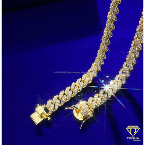 Collier chaîne cubaine en argent sterling 925 personnalisé avec diamants Moissanite, style luxe Hip Hop Iced Out pour bijoux - Product Image 3