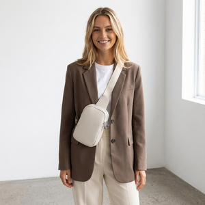 Unisex Genuine Leather Crossbody Chest <b>Bag</b> Minimalist <b>Sling</b> Backpack with Multi Pockets & Secure Zipper - Product Image 3