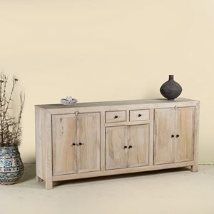 Aparador de Madera Maciza con Acabado Arenado, Estilo Vintage, Hecho a Mano, Rústico, con Cajones y Puertas, Acabado Natural, para Comedor o Sala de Estar - Product Image 5