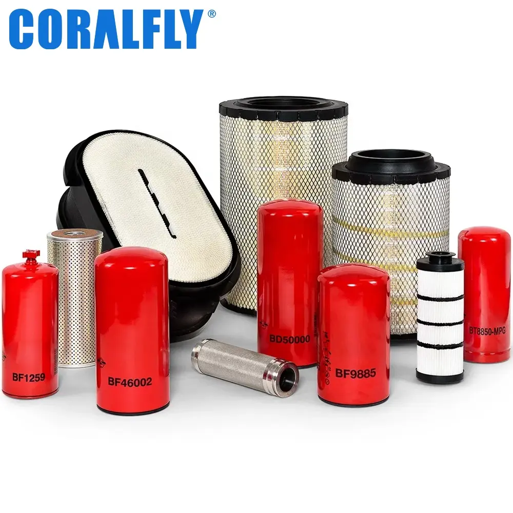 CORALFLY OEM Truk Pelumas Mesin Filter Bahan Bakar B1428 B7383 B7577 B495 B7177 untuk Filter Oli Baldwin