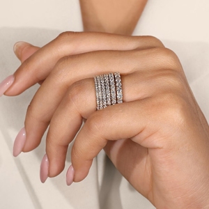 <b>Eternity</b> Handmade Jewelry Gold Plated Moissanite 925 <b>Silver</b> <b>Rings</b> Round Brilliant Cut Diamond Engagement <b>Ring</b> For Women - Product Image 6