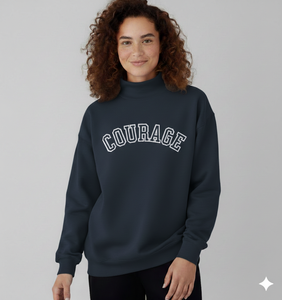 Custom Womens Brown <b>Mock</b> <b>Neck</b> Sweatshirt Oversized Graphic Fleece Pullover Casual Winter Streetwear <b>Top</b> - Product Image 5