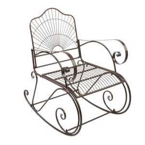 Sedia a dondolo da esterno in ferro battuto per patio, comoda poltrona a dondolo per giardino - Product Image 1