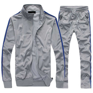 Survêtement blanc pour homme, manches longues, col montant, fermeture éclair, style sportif, respirant, léger, polyester, couleur unie - Product Image 5