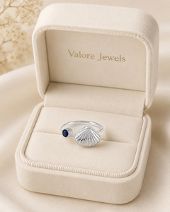 925 Sterling Silver Scallop Shell <b>Ring</b> – Adjustable <b>Lapis</b> Coastal Jewelry - Product Image 6