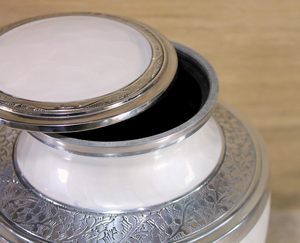 Premium ash <b>keepsake</b> artistic remembrance decor handcrafted luxury urn decorative <b>memorial</b> accessory polished metal urn elegant - Product Image 1