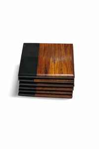 Posavasos de Madera de Nogal con Resina Epoxi, Acabado Sellador de Resina Negra y Madera Natural para Resistencia al Agua y Fácil Limpieza - Product Image 5