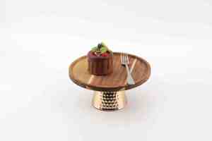 Bandejas de Madera de Lujo al por Mayor con Bases de Latón y Hierro Martillado para Servir Frutas - Product Image 3