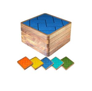 Posavasos Rectangular de Madera Maciza Azul Marino de Alta Demanda, Posavasos Decorativo para Servir Agua, Té y Café - Product Image 1
