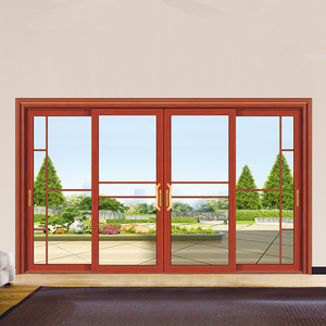 Proveedor Chino de <span class=keywords><strong>Puertas</strong></span> Corredizas Manuales Modernas de Aluminio y Vidrio con Acabado de Grano de Madera para Uso Exterior en Villas - Product Image 5